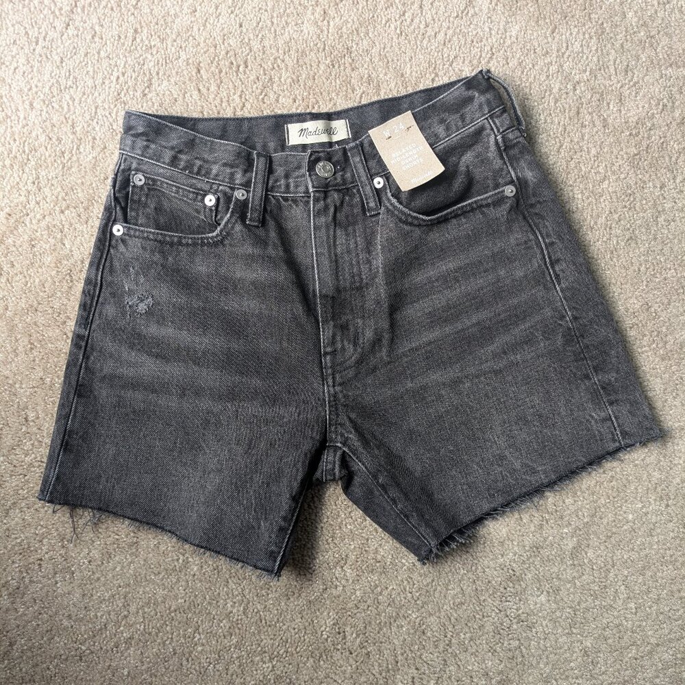 NWT Madewell Black Mid Length Denim Shorts